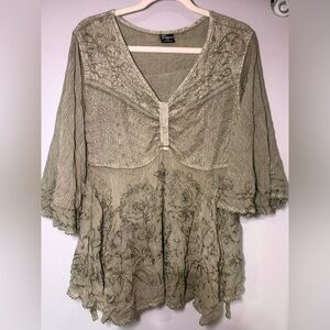 Sage Green Whimsical Flowy Top